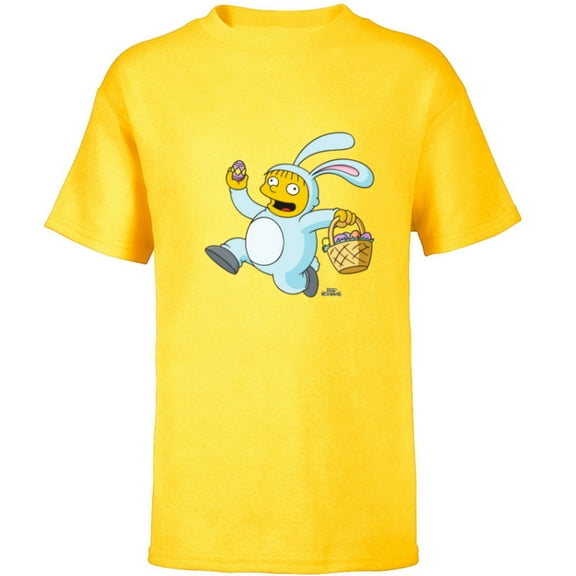 The Simpsons Ralph Wiggum Easter Bunny Funny - Short Sleeve T-Shirt for Kids - Customized-Yellow