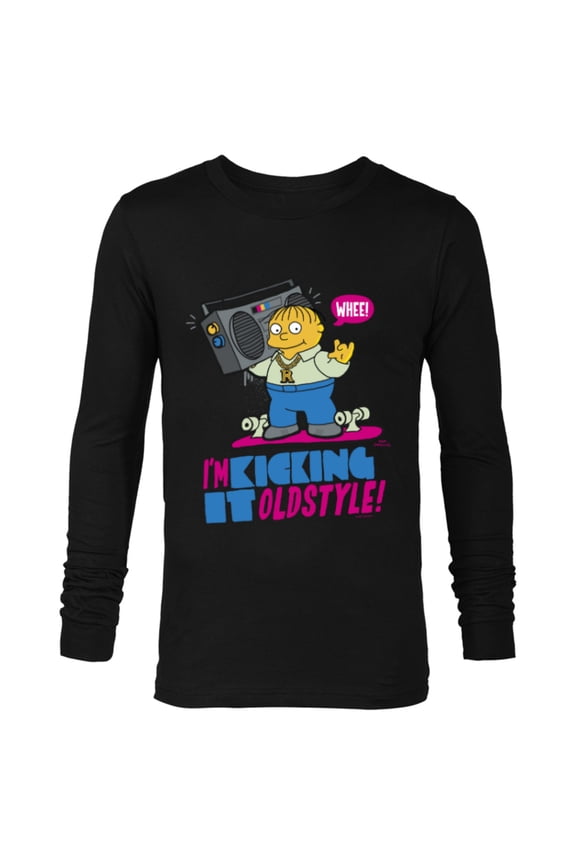 The Simpsons Ralph Wiggum I’m Kicking it Old Style - Long Sleeve T-Shirt for Men - Customized-Black