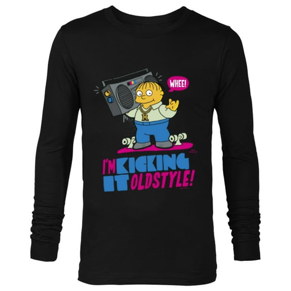 The Simpsons Ralph Wiggum I’m Kicking it Old Style - Long Sleeve T-Shirt for Men - Customized-Black