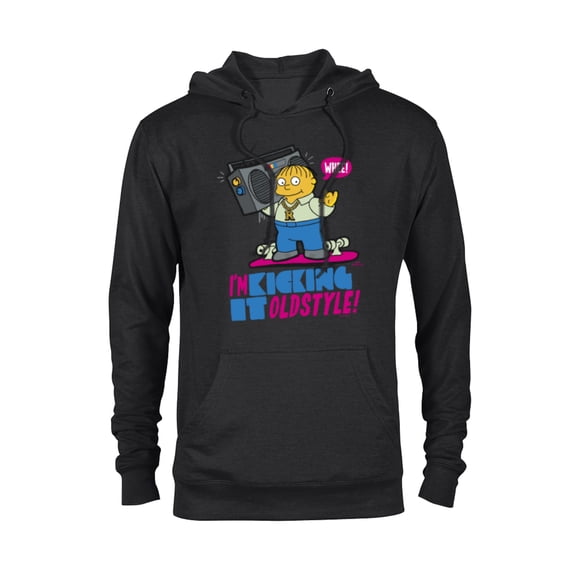 The Simpsons Ralph Wiggum I’m Kicking it Old Style - Pullover Hoodie for Adults - Customized-Black