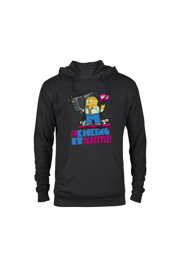 The Simpsons Ralph Wiggum I’m Kicking it Old Style - Pullover Hoodie for Adults - Customized-Black