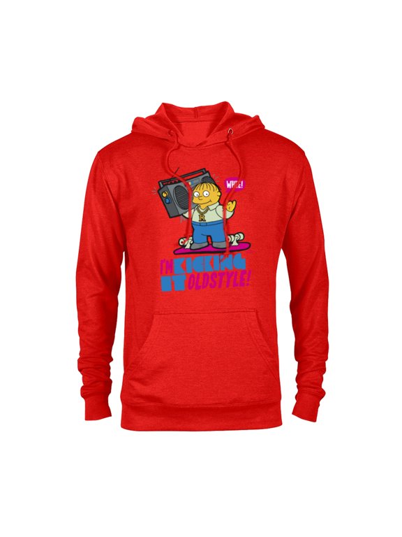 The Simpsons Ralph Wiggum I’m Kicking it Old Style - Pullover Hoodie for Adults - Customized-Red