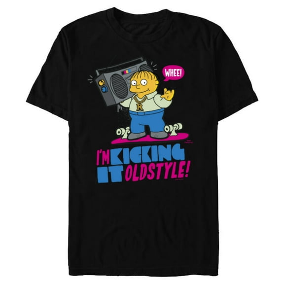 The Simpsons Ralph Wiggum I’m Kicking it Old Style - Short Sleeve Blended T-Shirt for Adults - Customized-Black