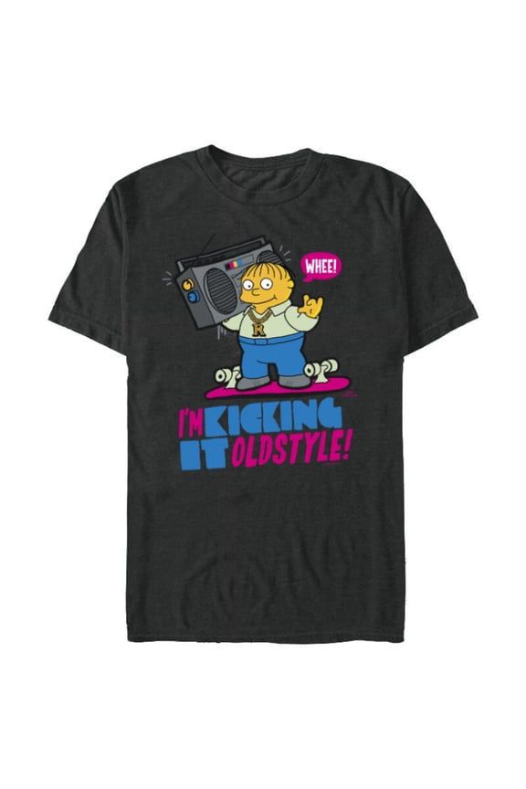 The Simpsons Ralph Wiggum I’m Kicking it Old Style - Short Sleeve Blended T-Shirt for Adults - Customized-Dark Heather