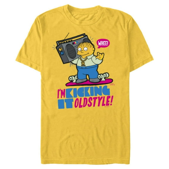 The Simpsons Ralph Wiggum I’m Kicking it Old Style - Short Sleeve Blended T-Shirt for Adults - Customized-Yellow