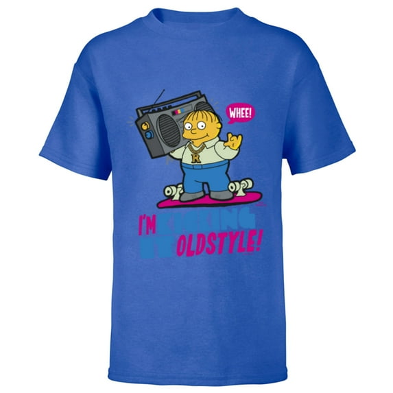 The Simpsons Ralph Wiggum I’m Kicking it Old Style - Short Sleeve T-Shirt for Kids - Customized-Royal