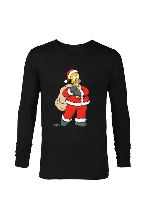 Santa Homer Holiday - Long Sleeve T-Shirt for Men – Customized-Black