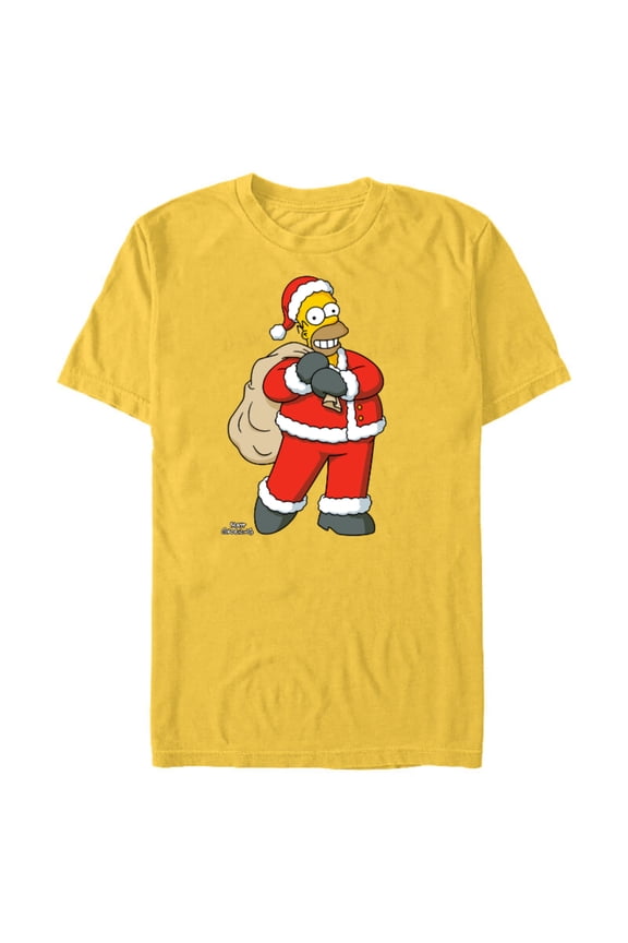 Santa Homer Holiday - Short Sleeve Blended T-Shirt for Adults – Customized-Yellow