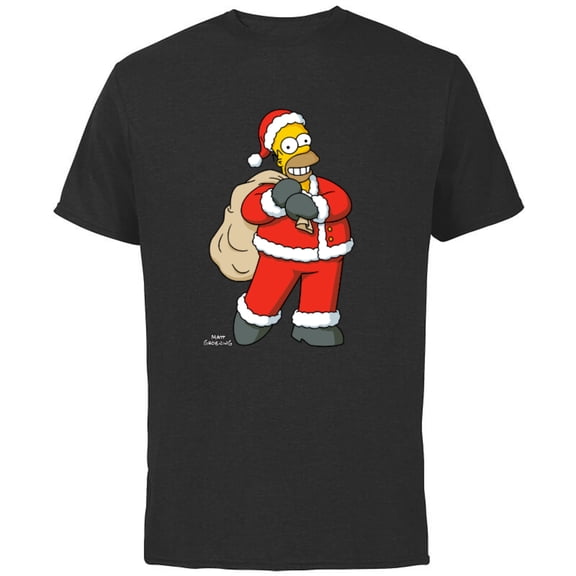 The Simpsons Santa Homer Holiday - Short Sleeve Cotton T-Shirt for Adults - Customized-Black