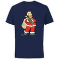 thumbnail image 1 of The Simpsons Santa Homer Holiday - Short Sleeve Cotton T-Shirt for Adults - Customized-Navy, 1 of 5