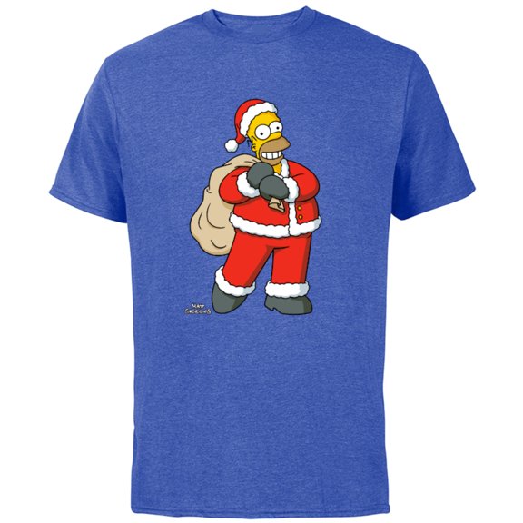 The Simpsons Santa Homer Holiday - Short Sleeve Cotton T-Shirt for Adults - Customized-Royal Heather