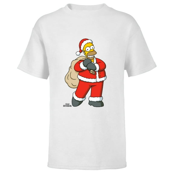 The Simpsons Santa Homer Holiday - Short Sleeve T-Shirt for Kids – Customized-White
