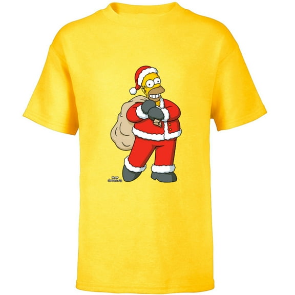 The Simpsons Santa Homer Holiday - Short Sleeve T-Shirt for Kids – Customized-Yellow