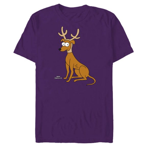 The Simpsons Santa’s Little Helper Reindeer Ears Holiday - Short Sleeve Blended T-Shirt for Adults – Customized-Purple