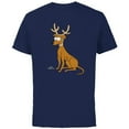 thumbnail image 1 of The Simpsons Santa’s Little Helper Reindeer Ears Holiday - Short Sleeve Cotton T-Shirt for Adults - Customized-Navy, 1 of 5
