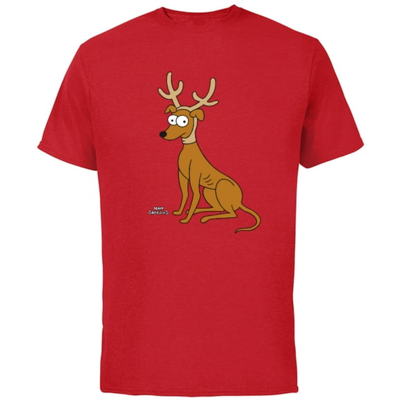 The Simpsons Santa’s Little Helper Reindeer Ears Holiday - Short Sleeve Cotton T-Shirt for Adults - Customized-Red