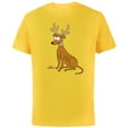 thumbnail image 1 of The Simpsons Santa’s Little Helper Reindeer Ears Holiday - Short Sleeve Cotton T-Shirt for Adults - Customized-Yellow, 1 of 5