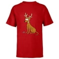 thumbnail image 1 of The Simpsons Santa’s Little Helper Reindeer Ears Holiday - Short Sleeve T-Shirt for Kids – Customized-Red, 1 of 5