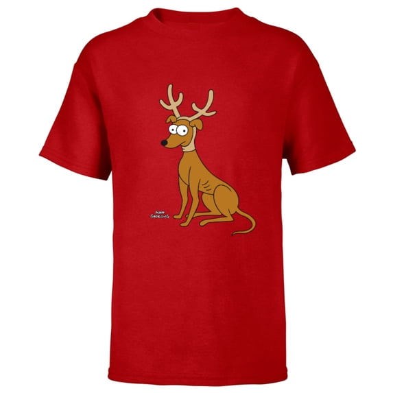 The Simpsons Santa’s Little Helper Reindeer Ears Holiday - Short Sleeve T-Shirt for Kids – Customized-Red