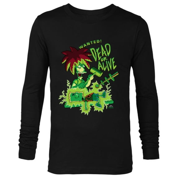The Simpsons Side Show Bob Wanted Dead or Alive - Long Sleeve T-Shirt for Men - Customized-Black