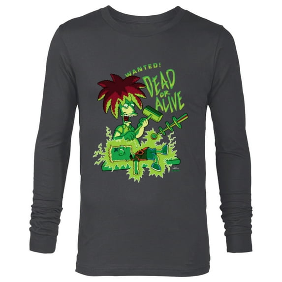 The Simpsons Side Show Bob Wanted Dead or Alive - Long Sleeve T-Shirt for Men - Customized-Charcoal Heather