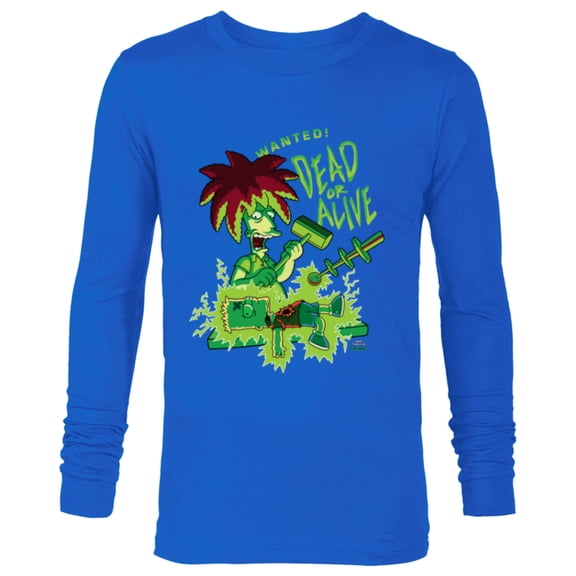 The Simpsons Side Show Bob Wanted Dead or Alive - Long Sleeve T-Shirt for Men - Customized-Navy