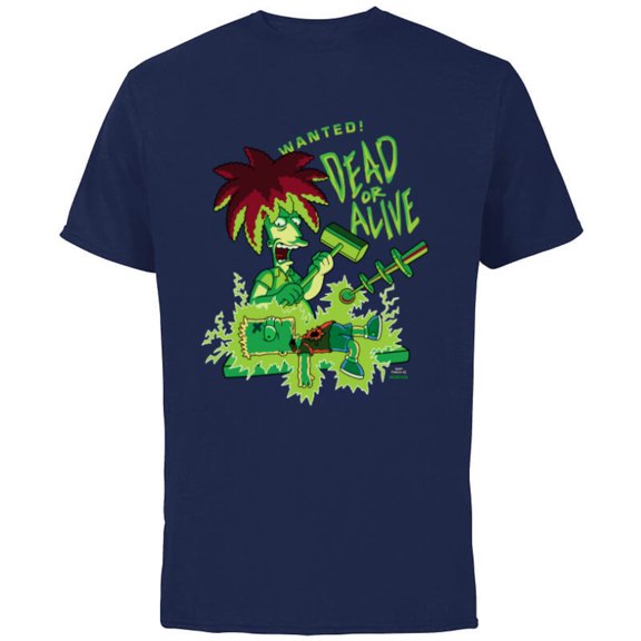 The Simpsons Side Show Bob Wanted Dead or Alive - Short Sleeve Cotton T-Shirt for Adults - Customized-Navy