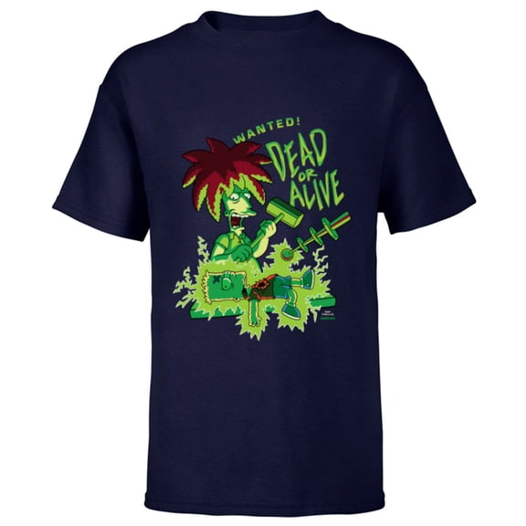 The Simpsons Side Show Bob Wanted Dead or Alive - Short Sleeve T-Shirt for Kids - Customized-Navy