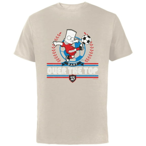 The Simpsons Soccer Bart Simpson Over the Top - Short Sleeve Cotton T-Shirt for Adults - Customized-Natural