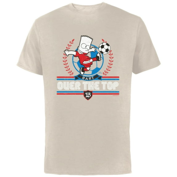 The Simpsons Soccer Bart Simpson Over the Top - Short Sleeve Cotton T-Shirt for Adults - Customized-Natural