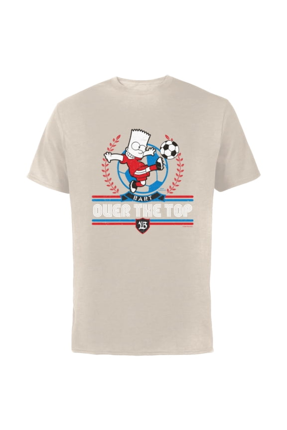 Soccer Bart Simpson Over the Top - Short Sleeve Cotton T-Shirt for Adults - Customized-Natural