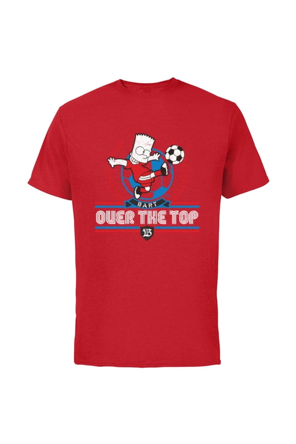 Soccer Bart Simpson Over the Top - Short Sleeve Cotton T-Shirt for Adults - Customized-Red