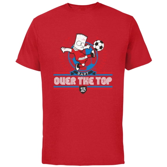 The Simpsons Soccer Bart Simpson Over the Top - Short Sleeve Cotton T-Shirt for Adults - Customized-Red