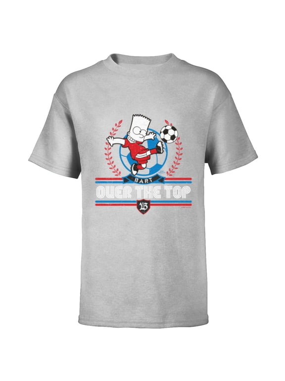 Soccer Bart Simpson Over the Top - Short Sleeve T-Shirt for Kids - Customized-Athletic Heather