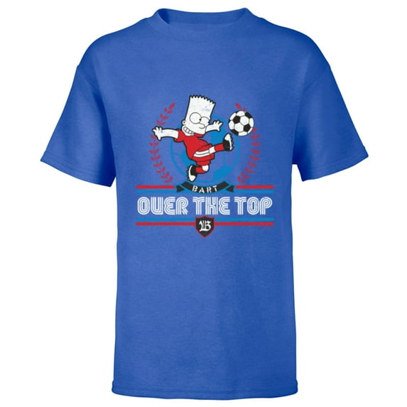 The Simpsons Soccer Bart Simpson Over the Top - Short Sleeve T-Shirt for Kids - Customized-Royal