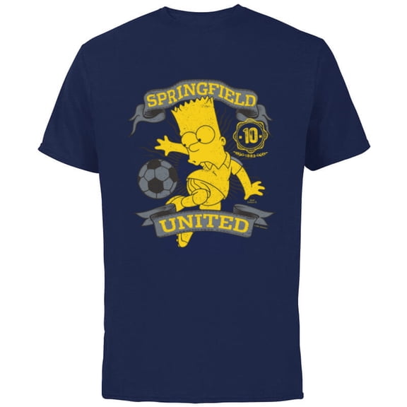 The Simpsons Soccer Bart Simpson Springfield United - Short Sleeve Cotton T-Shirt for Adults - Customized-Navy