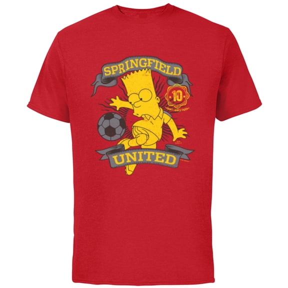 The Simpsons Soccer Bart Simpson Springfield United - Short Sleeve Cotton T-Shirt for Adults - Customized-Red