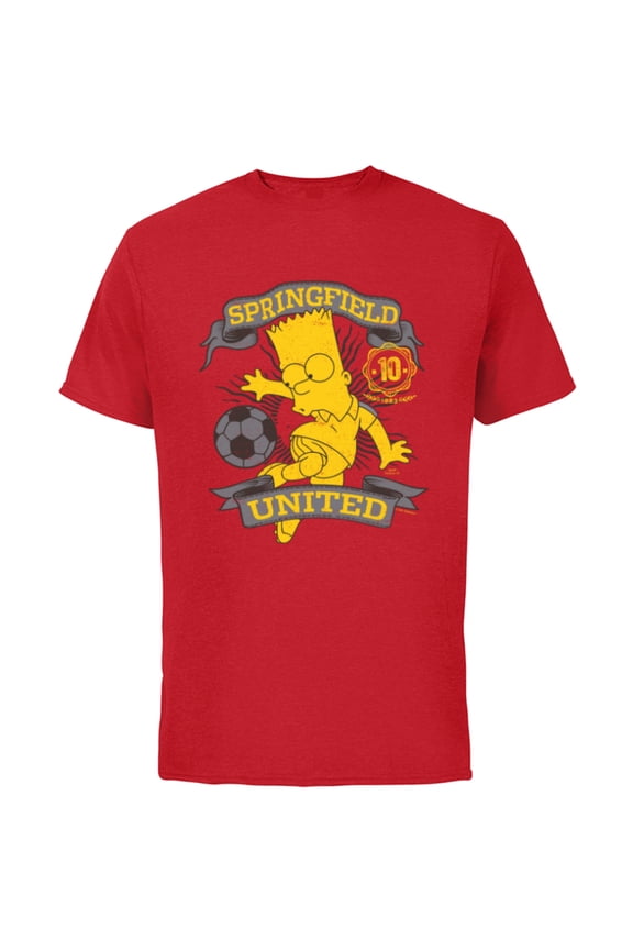 Soccer Bart Simpson Springfield United - Short Sleeve Cotton T-Shirt for Adults - Customized-Red