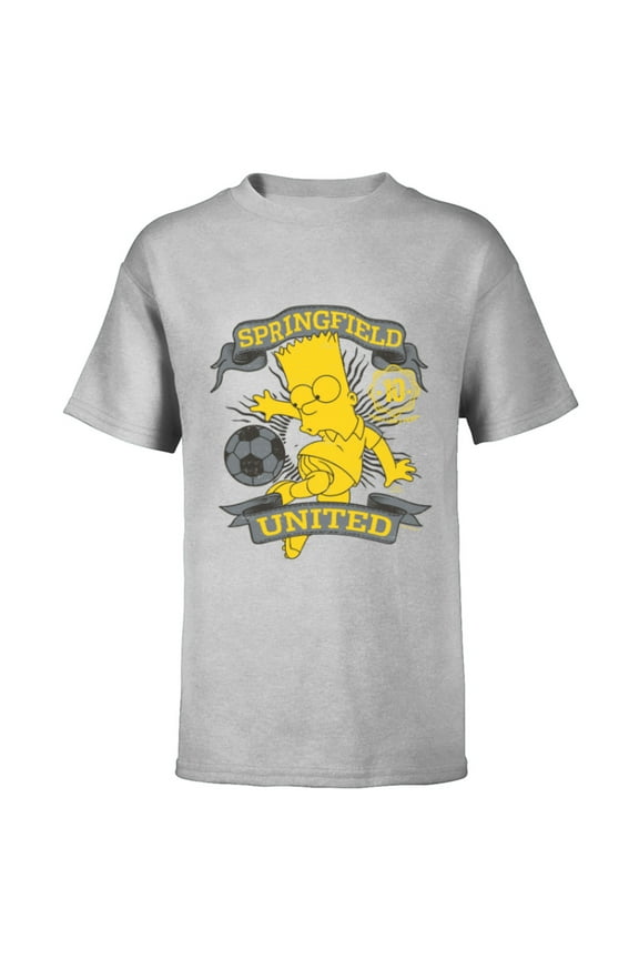 Soccer Bart Simpson Springfield United - Short Sleeve T-Shirt for Kids - Customized-Athletic Heather
