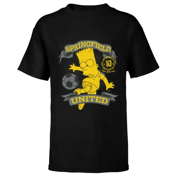 The Simpsons Soccer Bart Simpson Springfield United - Short Sleeve T-Shirt for Kids - Customized-Black