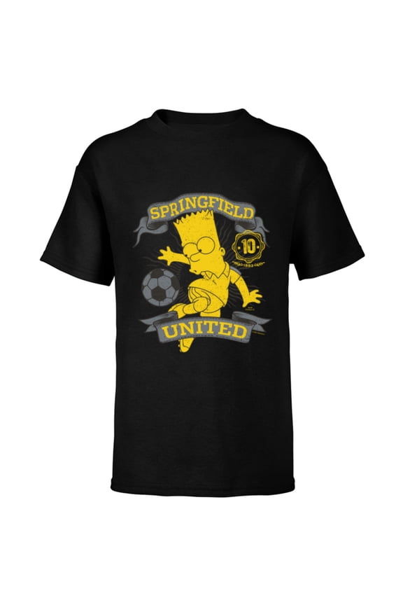 Soccer Bart Simpson Springfield United - Short Sleeve T-Shirt for Kids - Customized-Black