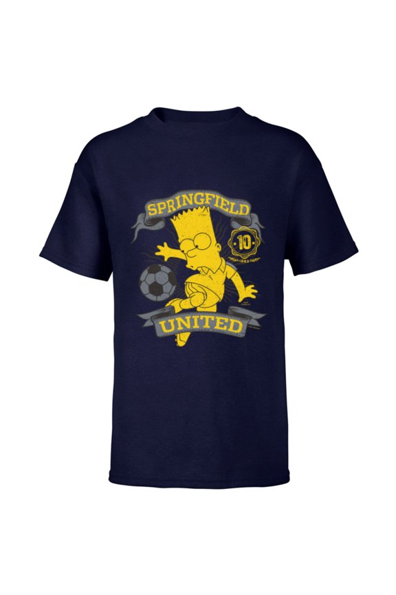 Soccer Bart Simpson Springfield United - Short Sleeve T-Shirt for Kids - Customized-Navy