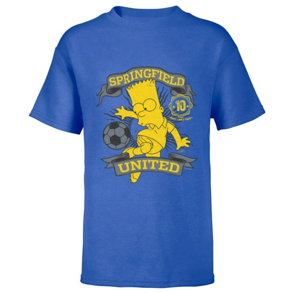 The Simpsons Soccer Bart Simpson Springfield United - Short Sleeve T-Shirt for Kids - Customized-Royal
