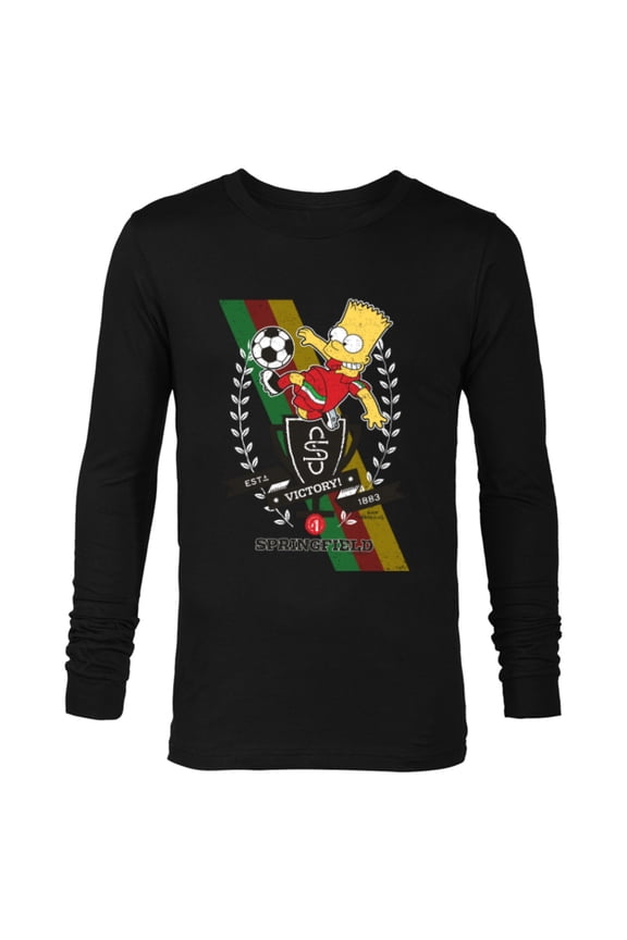 Soccer Bart Simpson Springfield Victory - Long Sleeve T-Shirt for Men - Customized-Black