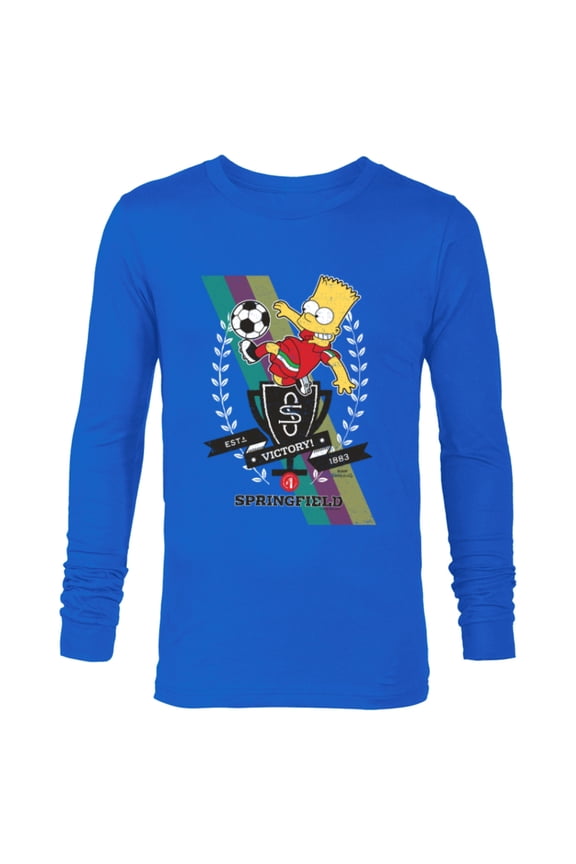 Soccer Bart Simpson Springfield Victory - Long Sleeve T-Shirt for Men - Customized-Navy