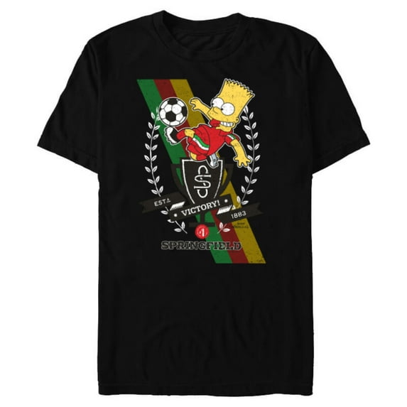 The Simpsons Soccer Bart Simpson Springfield Victory - Short Sleeve Blended T-Shirt for Adults - Customized-Black