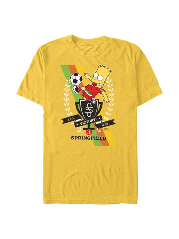 Soccer Bart Simpson Springfield Victory - Short Sleeve Blended T-Shirt for Adults - Customized-Yellow
