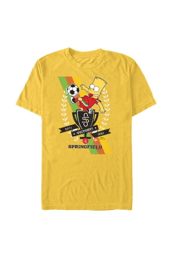 Soccer Bart Simpson Springfield Victory - Short Sleeve Blended T-Shirt for Adults - Customized-Yellow