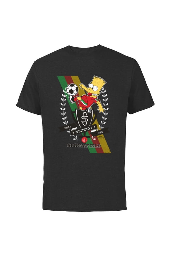 Soccer Bart Simpson Springfield Victory - Short Sleeve Cotton T-Shirt for Adults - Customized-Black