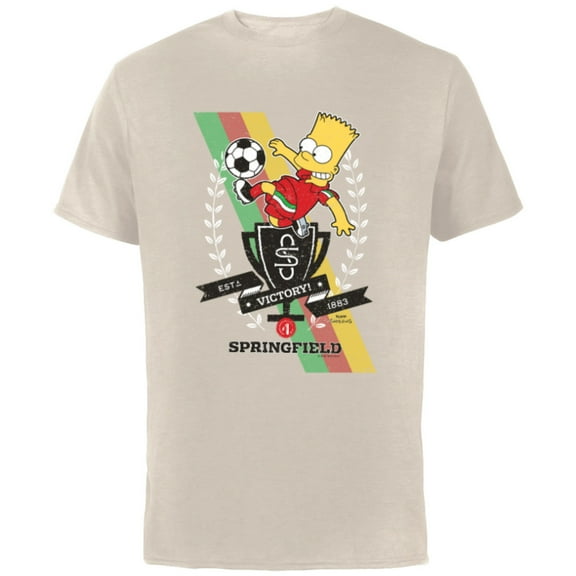 The Simpsons Soccer Bart Simpson Springfield Victory - Short Sleeve Cotton T-Shirt for Adults - Customized-Natural